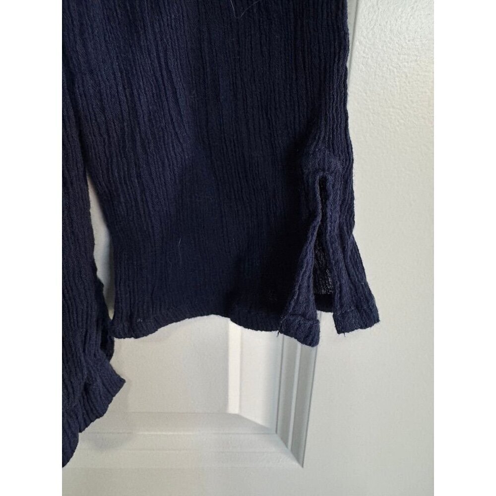 Lilly Pulitzer Freya Crochet Tunic Top Navy Blue Gauze V-Neck Floral Women's S - Picture 4 of 7